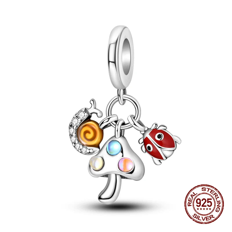 100% 925 Sterling Silver Dragonfly Butterfly Luminous Insect Charms Beads Fit 3mm 925 Original Bracelets DIY Party Jewelry