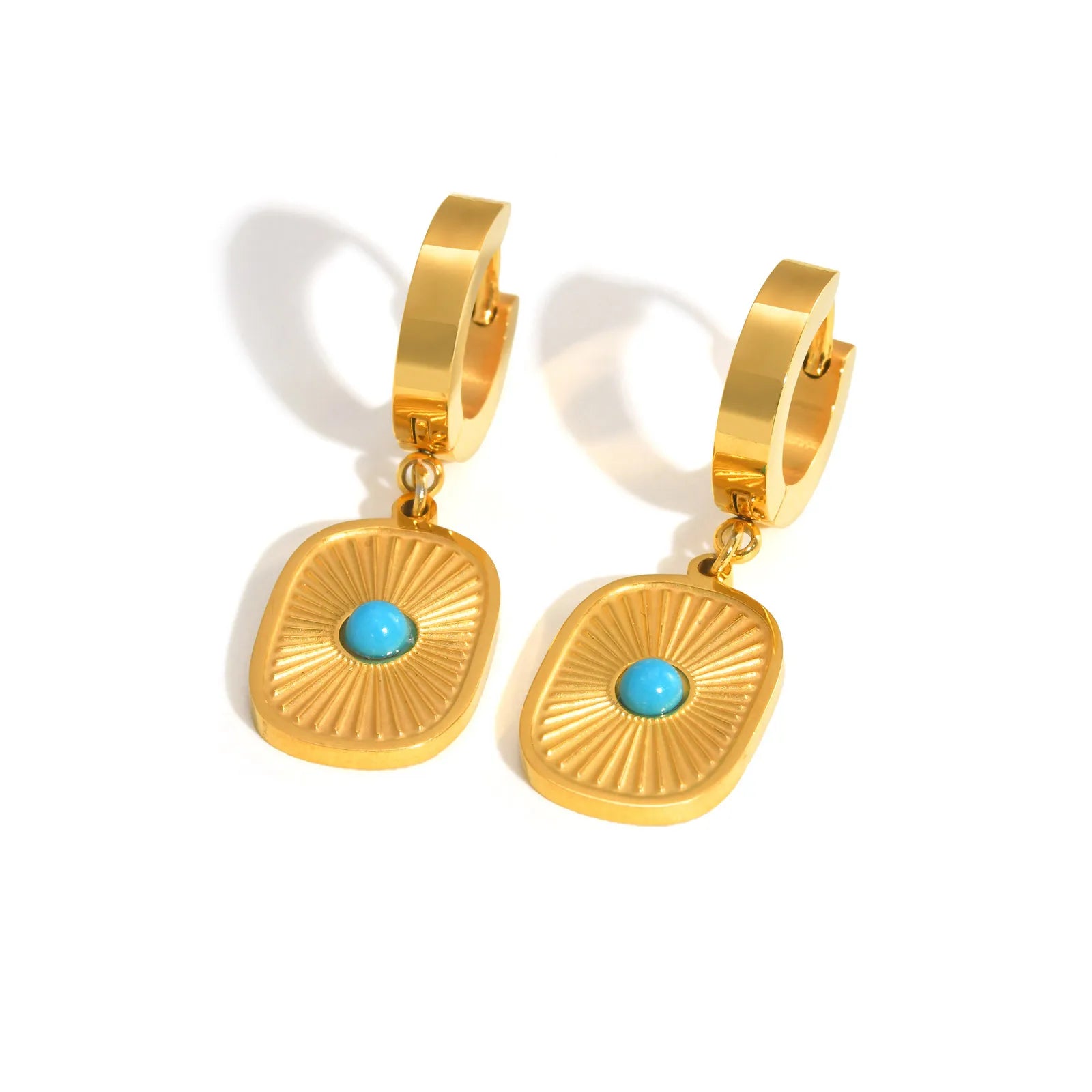 Vnox  Lucky Four Leaf Clover Earrings For Women Simple Stainless Steel Gold Plated Cartilage Hoop Earrings Fashion Jewelry Gifts