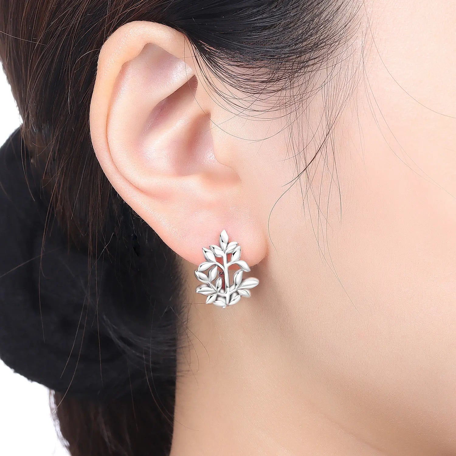 PANPOKI Original 925 Sterling Silver Minimally Designed Leaves Earrings Women Hoop Earring Anniversary Jewelry Trendy Gifts