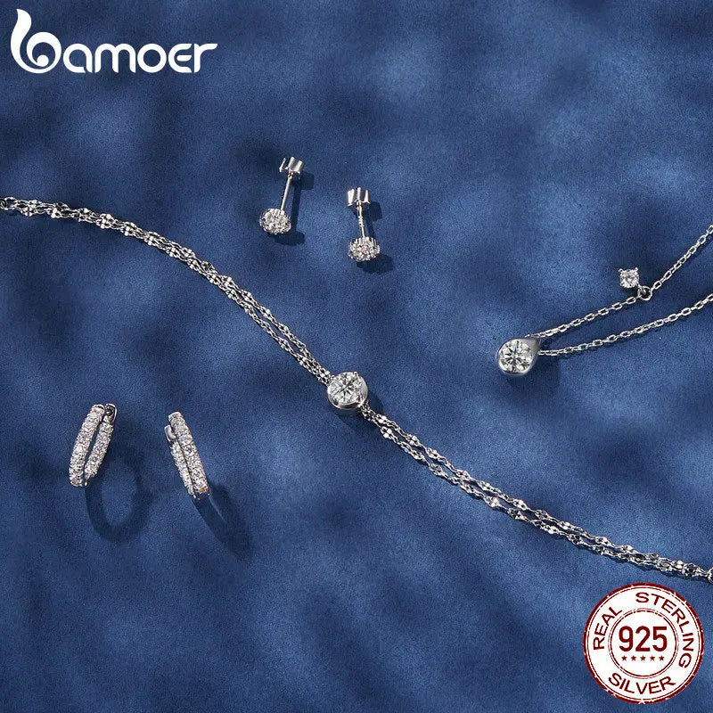 BAMOER Gold Moissanit Creolen für Damen, 925 Sterlingsilber, D-Farbe, Rundschliff, Labor-Diamant, hypoallergene Ohrringe