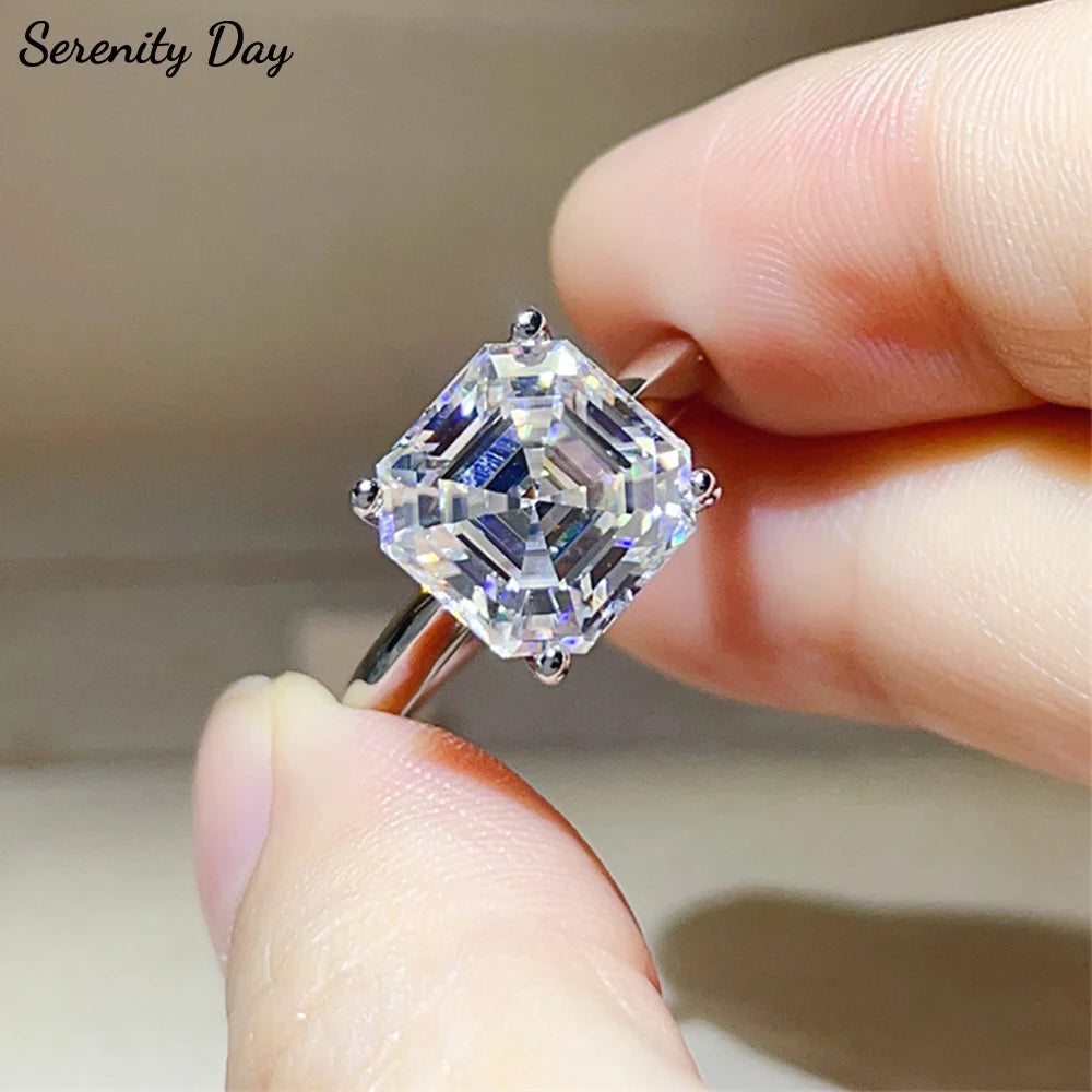 Serenity 2ct 3ct 5ct Asscher D Moissanite Rings for Women Solid s925 Silver Square Lab Diamond Eternity Rings Plated 18K Jewelry - Madeinsea©