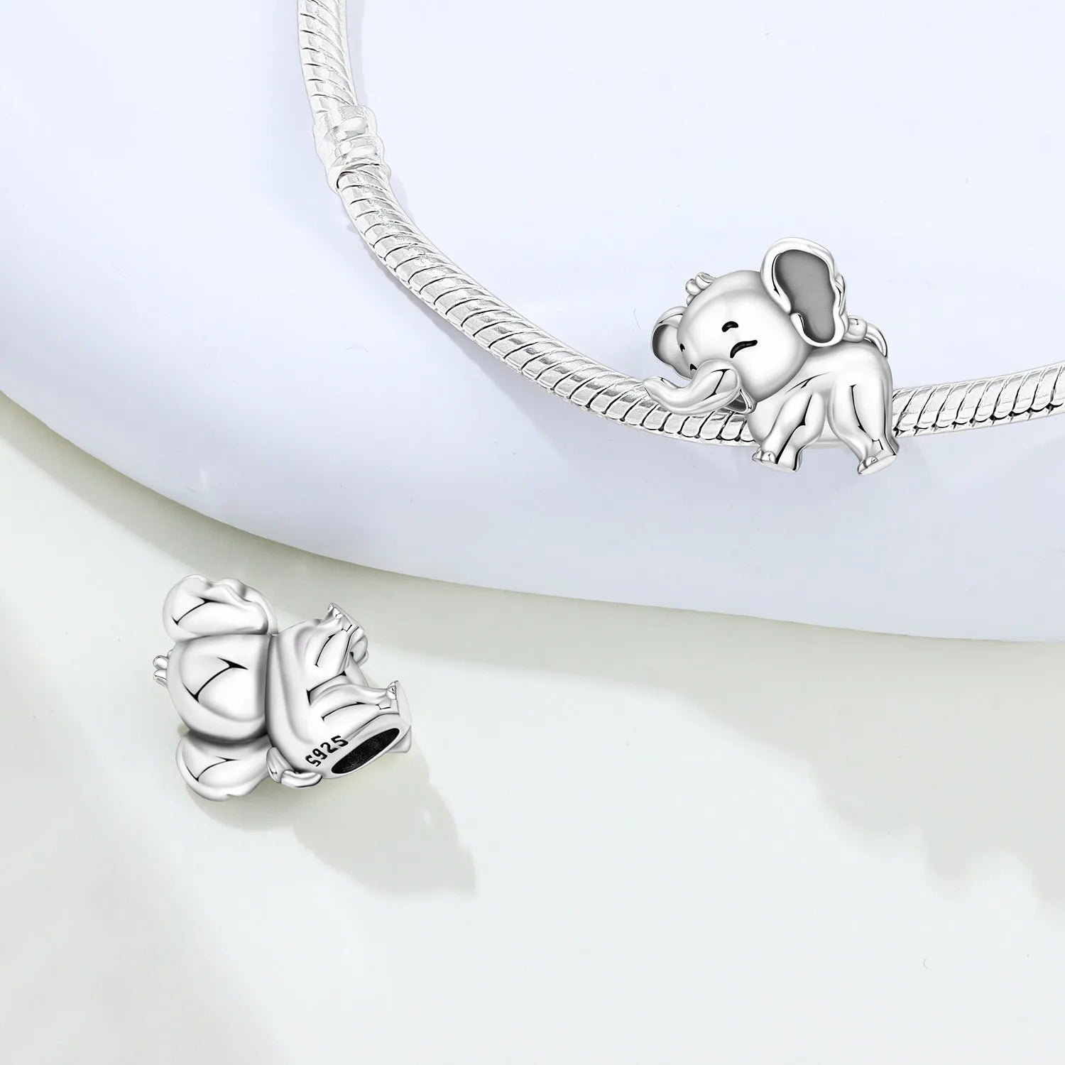 PANPOKI 925 Sterling Silver Joyful Elephant Animal Beads Original Pendants Bracelet Charm Jewelry Party DIY Trendy Gifts