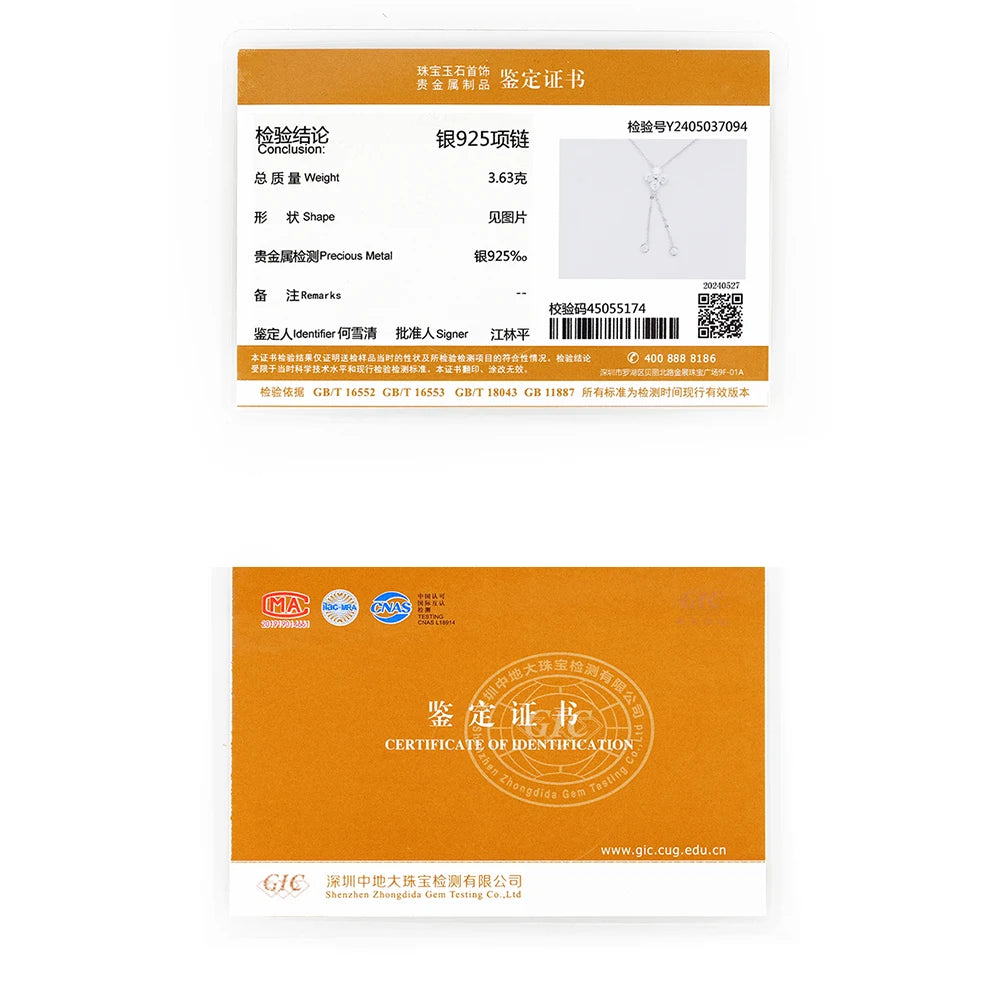 Moissanite four-leaf clover pendant necklace tassel hanging necklace women's 925 sterling silver jewelry gift GRA certificate