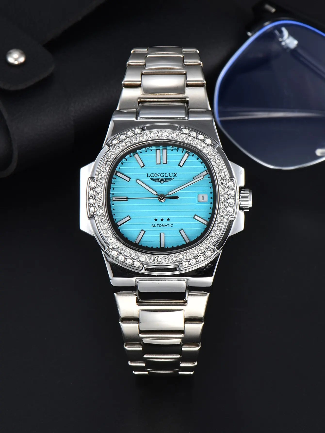 LONGLUX automatic man watch diamond watch luxury stainless steel wholesale mechanical watches day date waterproof man watch