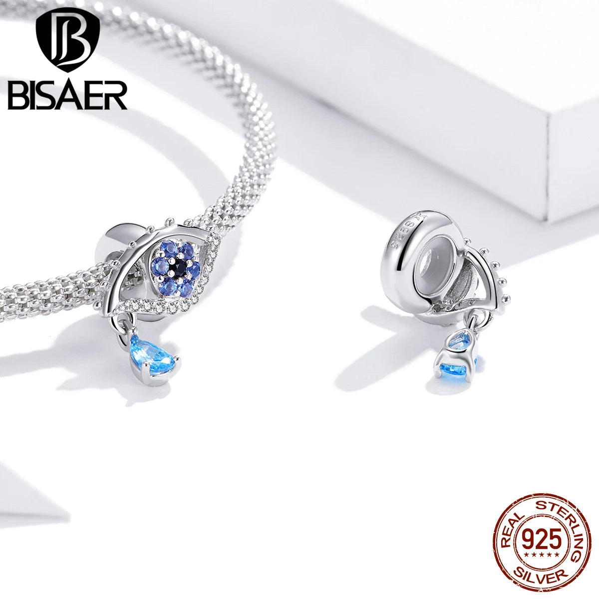 BISAER 925 Sterling Silber Blume Silber-Silikon Charm Seestern Libelle Bead Fit Frauen DIY Armband Edlen Schmuck