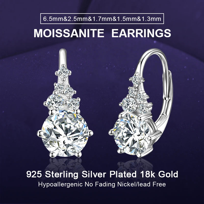 IOGOU All D vvs1 Round 1.12CT Moissanite Clip-on Earrings for Women 925 Sterling Silver  Luxury High Quality Engagement Jewelry