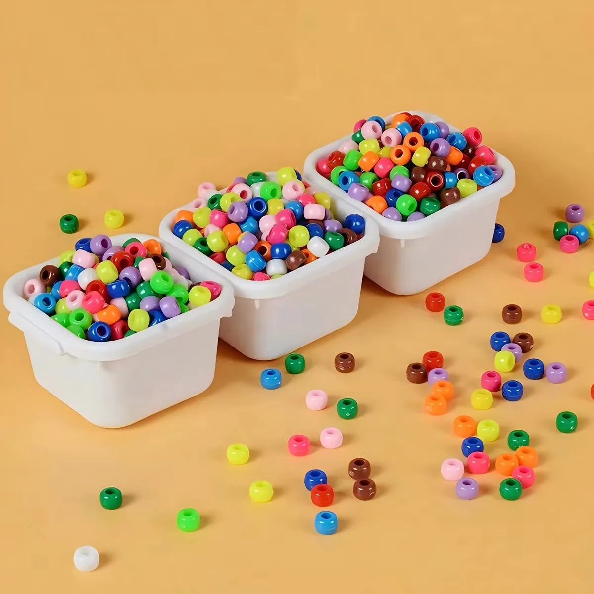 500/1200pcs Pony Candy Colorful Plastic Beads For Jewelry Making DIY Hair Braiding, Bracelet Necklace Handicrafts Small Business