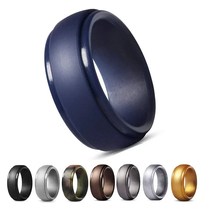 Madeinsea© - Silicone Breathable Wedding Rubber Band Rings for Men