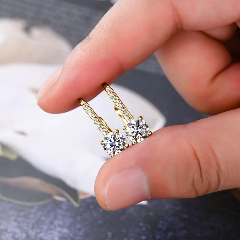 OXTAO GRA 6.5mm Moissanite Clip Hoop Earrings Female Jewelry Real 925 Silver Piercing Earrings Fine Jewelry Gift Wholesale