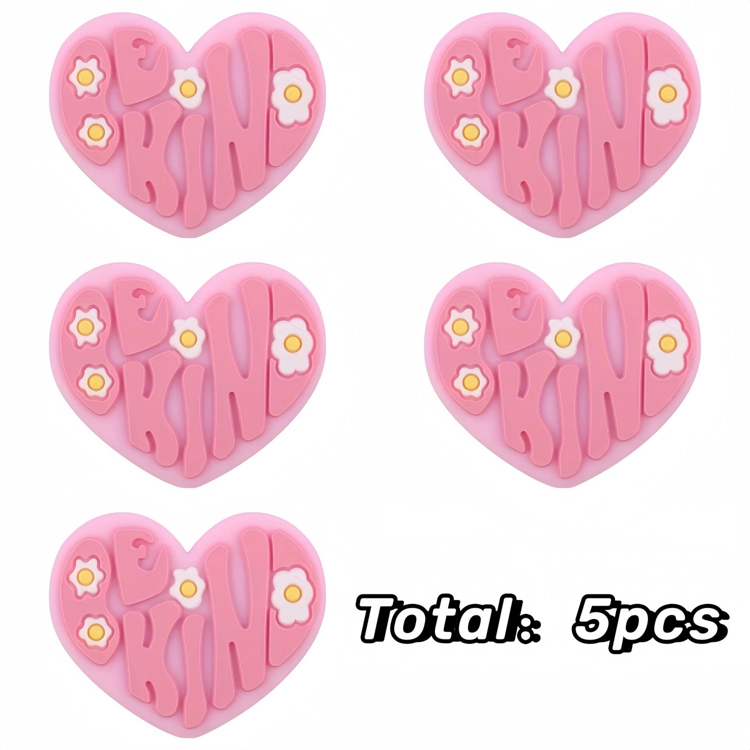 Lot de 5/8/12/16 perles en caoutchouc colorées en silicone avec motif de fleurs d'amour (Be King) pour la fabrication de bijoux et de loisirs créatifs