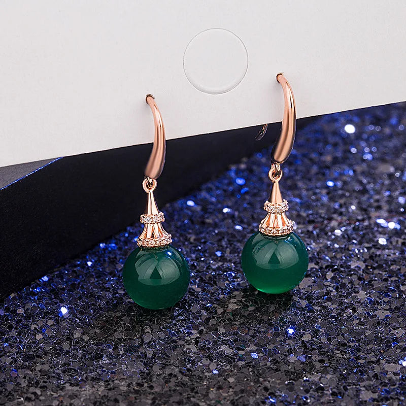 Women's Fashion Exquisite Topaz Pendant Earrings Bule Topaz Female Personality Wild Jewelry Peridot Earrings