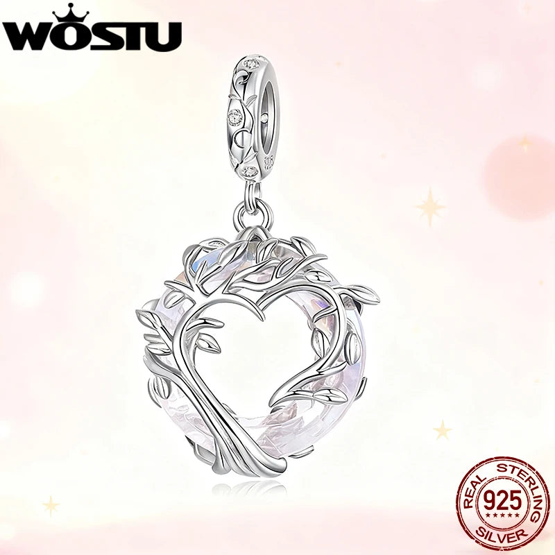 WOSTU 925 Sterling Silver Tree of Life Pendant Necklace For Women, Circle Rainbow Crystal Neckalce For Girls mom Family Gift