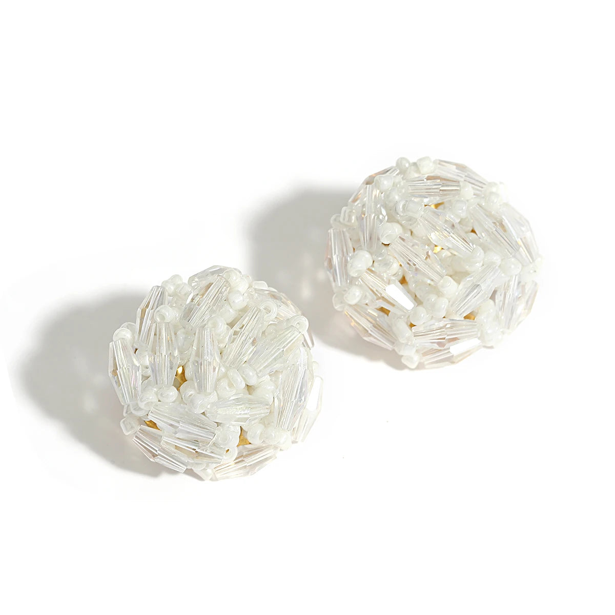 AENSOA Multicolor Crystal Seed Beads Round Stud Earrings for Women Bohemia Geometric Beaded Earrings Handmade Jewelry 2023