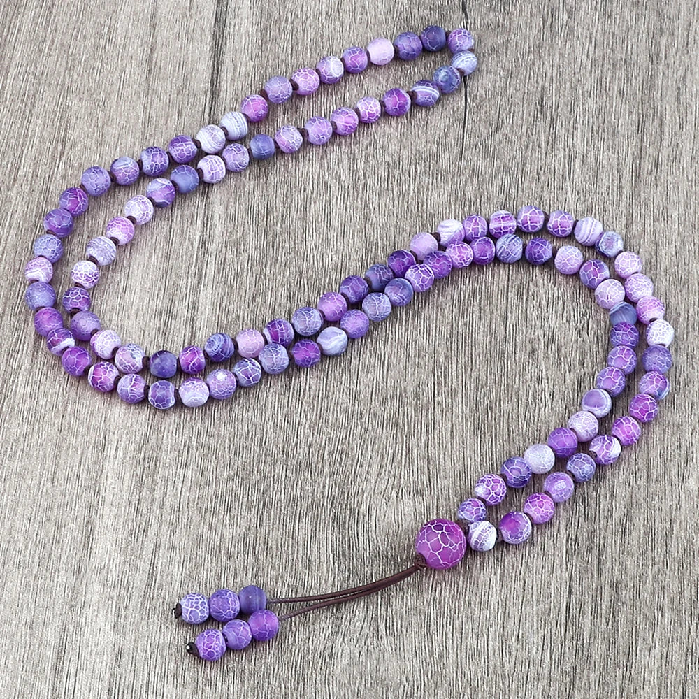 108 Natural Stone Fire Agate Black Onyx Beads Bracelet Necklace Men Multicolor Tiger Eye Necklace Women Malachite Prayer Jewelry