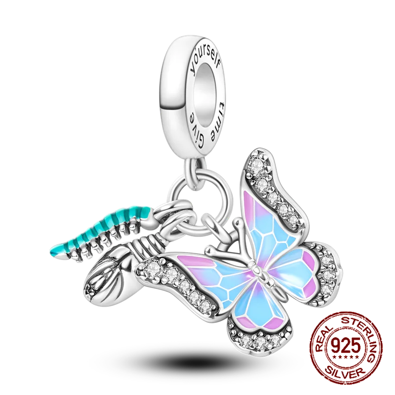 Schmetterling Blume Tier Perlen Fit Pandora Original armband charms Silber 925 Halskette pendientes mujer für Frauen Schmuck machen