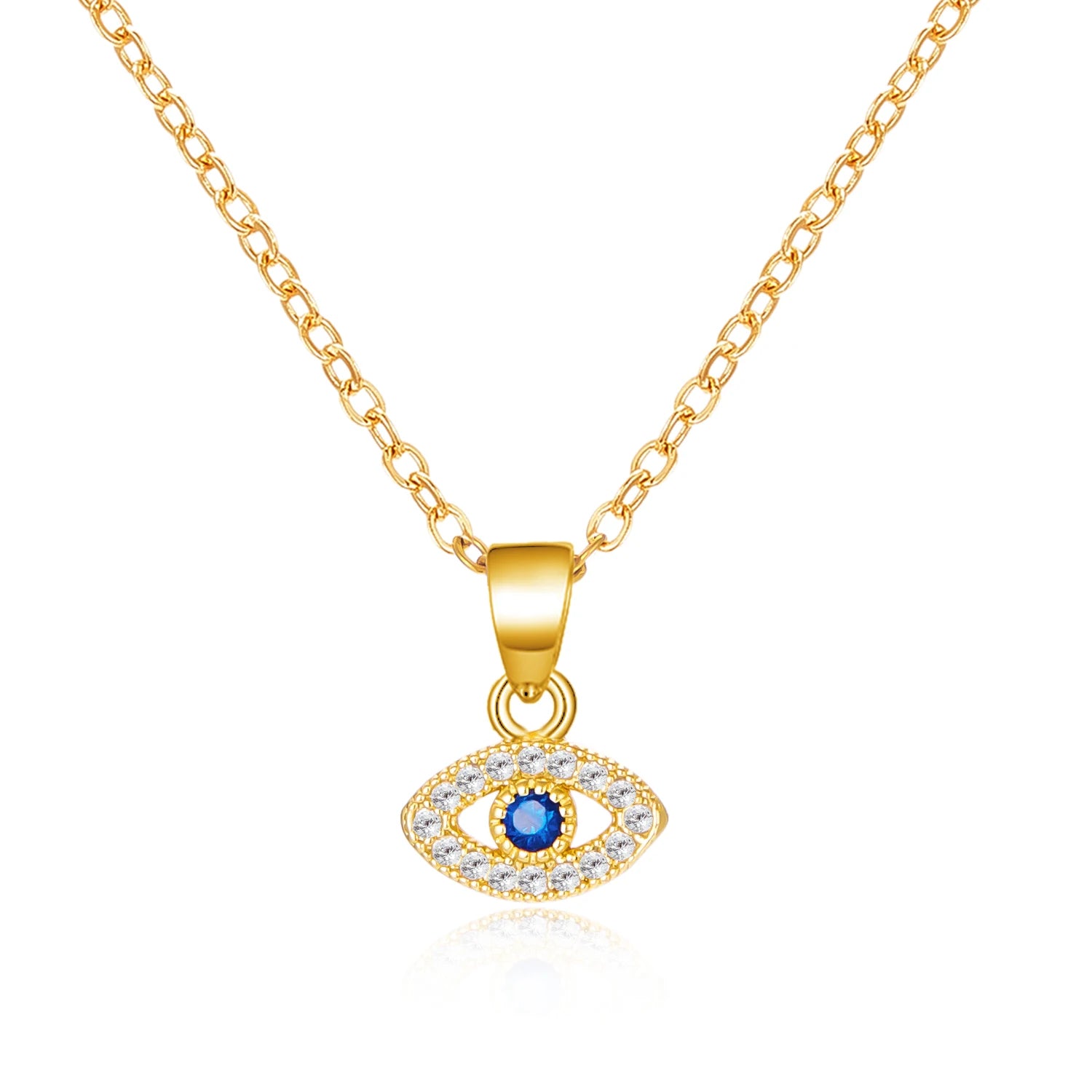 Stainless Steel Inlaid Zircon Moon Star Pendant Necklace For Women Lucky Turkish Evil Eye Clavicle Chain Choker Party Jewelry