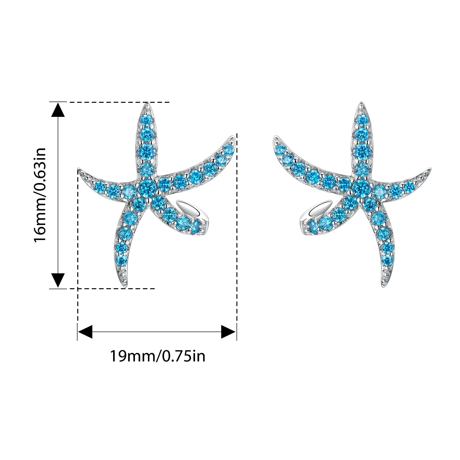 BISAER 925 Sterling Silver Seahorse Stud Earrings Starfish Turtle Fish Hoop Earrings for Party Unisex Fine Jewelry Holiday Gift