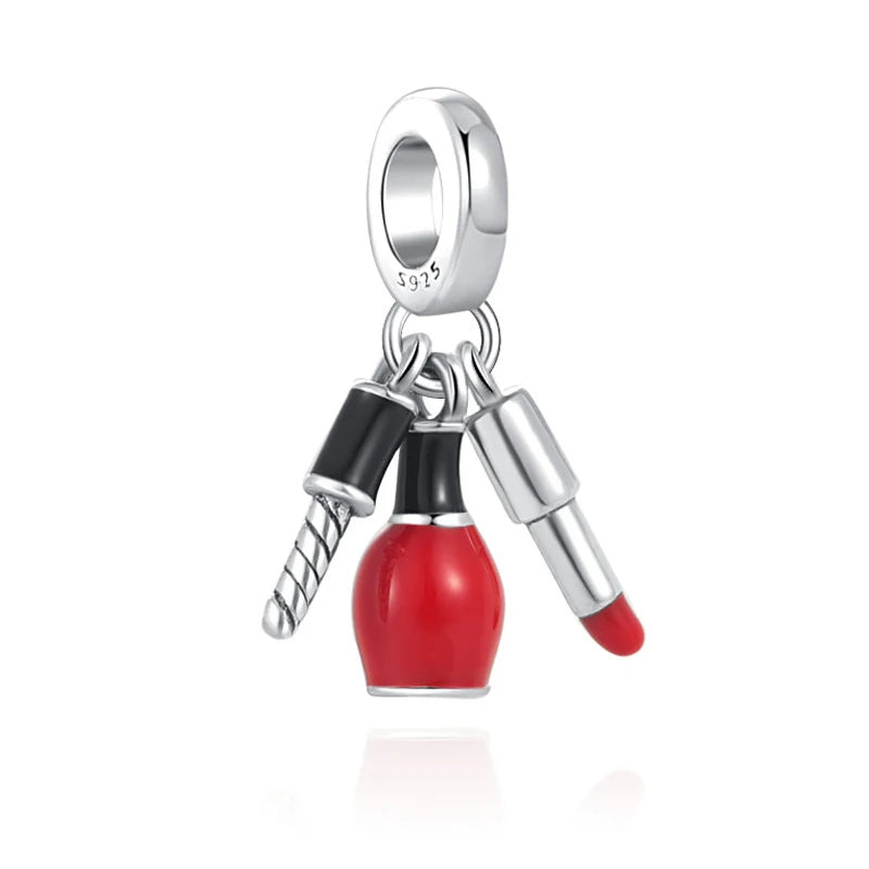 New Original 925 Silver Plated Accessories Fashion Charm Perfume High Heels Bead Fit Pendant Bracelet For Women DIY Jewelry Gift
