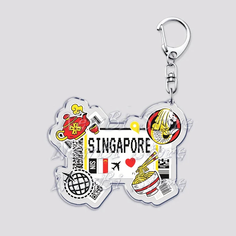 Hot Boarding Pass Keychains for Accessories Bag  NEW YORK TOKYO SEOUL PARIS LONDON Travel Souvenir Tickets Keyring Friends Gifts