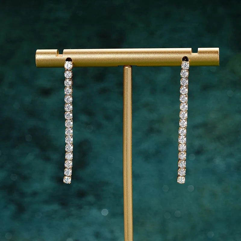 OXTAO 2.5mm Moissanite Dangle Earring Female Jewelry Real 925 Silver Long Chandelier Earrings Wedding Fine Gewelry Gift