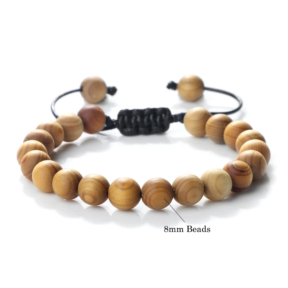 High Quality Cliff Cypress Wooden Beads Bracelets Women Men Meditation Handmade Stretch Bracelets Healing Yoga Jewelry 6/8/10mm
