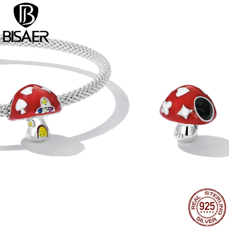 BISAER 925 Breloques en argent sterling Oreille de lapin Chapeau magique Tasse à thé Pendentif horloge en forme de cœur Ajustement pour la fabrication de bracelets Colliers Bijoux Cadeau