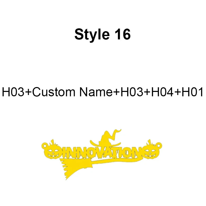 Collier personnalisé avec nom d'Halloween Nextvance en acier inoxydable, pendentif personnalisé avec araignée, chauve-souris, citrouille, balai, festival, bijoux cadeaux