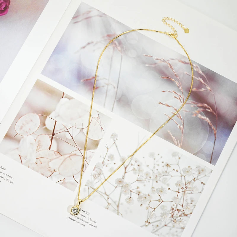 OXTAO 1CT Moissanite Pendant Necklace Glittering Lab Diamond for Women Necklace Birthday Party Jewelry Gift Real 925 Silver