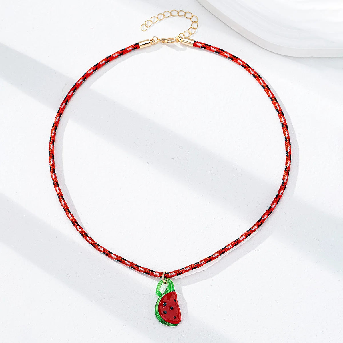 Holiday Summer Bohemian Glass Fruit Pendant Rope Necklace