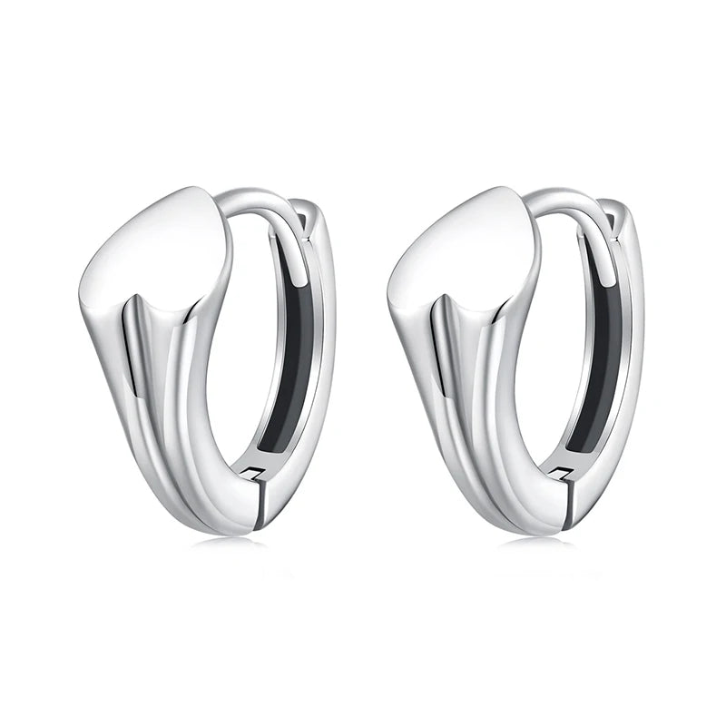 WOSTU 925 Sterling Silver Metal Love Heart Hoop Earrings Opening Ring For Women Engagement Jewelry Set Girl Bithday Jewelry Gift