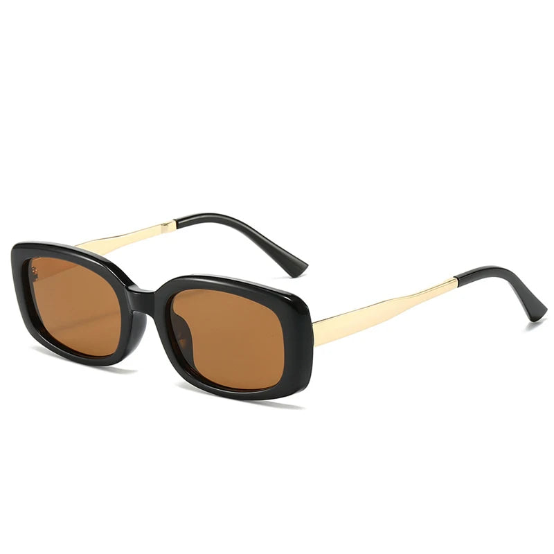 Vintage Rectangle Frame Sunglasses Men Fashion Metal Square Sun Glasses Luxury Brand Design UV400 Shades Eyewear Women Goggles