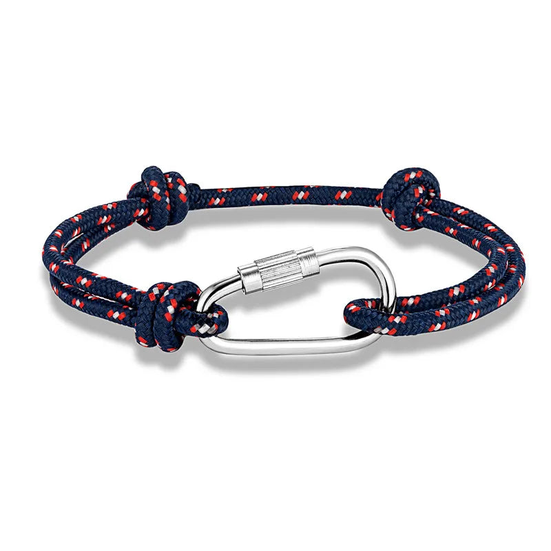 MKENDN High Quality Men Paracord Rope Survival Bracelet Women Adjustable Waterproof Surfer Rope Carabiner Shackle Jewelry