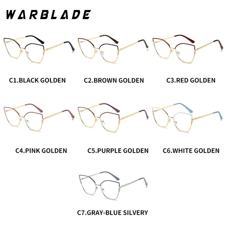 High Quality Metal Computer Glasses Frame Women Men Anti Blue Light Pearl Cat Eye Eyewear Blocking Optical Spectacle Eyeglass