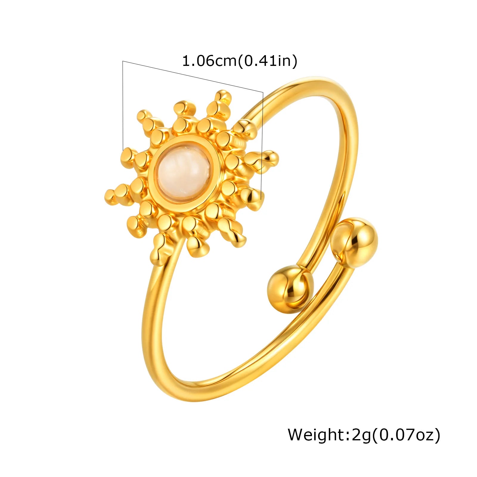 Vnox Stainless Steel Sun Turquoise Opal Rings For Women Gold Color Oval Round Opal Rings Aesthetic Ring Jewelry Wedding Party