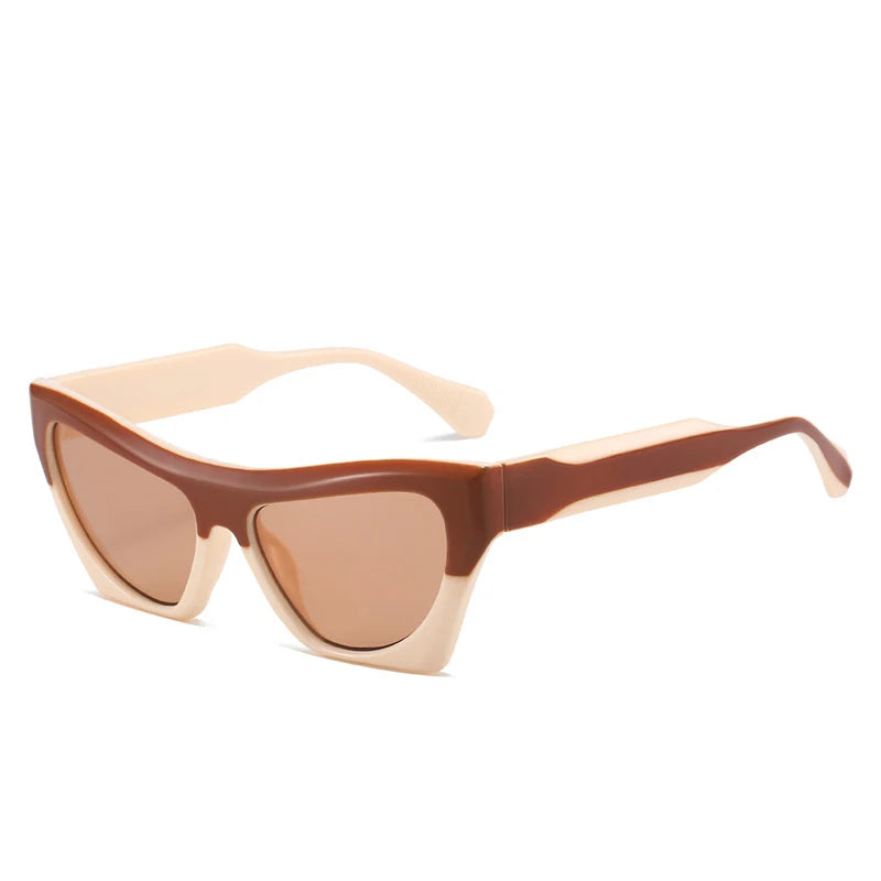Fashion Double Color Cat Eye Sunglasses Luxury Brand Design Women Shades Thicken Frame Retro Punk Men Trending Sun Glasses UV400