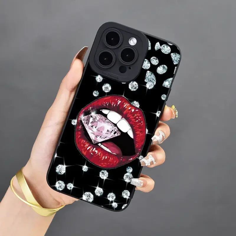 Sexy Girl Rose Lips Matte Phone Case for Redmi Note 11 12 13 10 Pro Plus 5G 12S 11S 10S Redmi 12C 13C 13 4G Turbo 3 Soft Cover