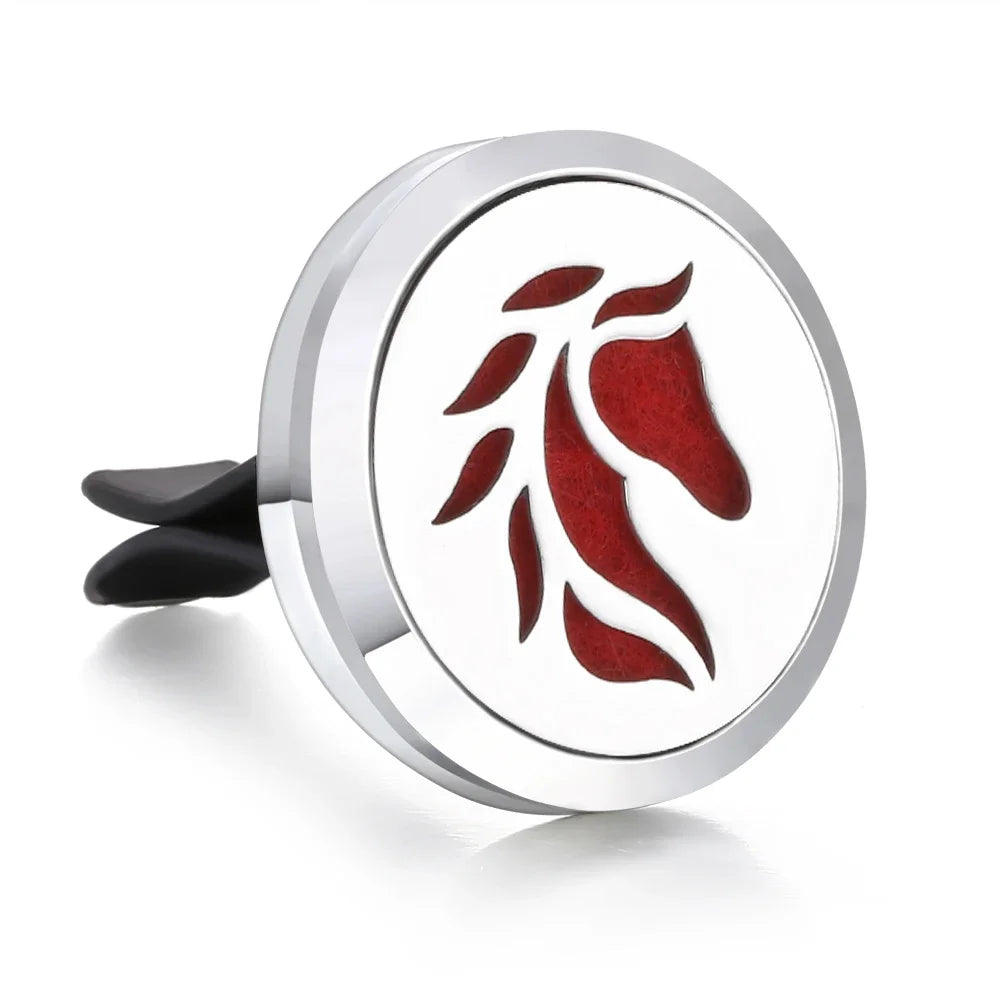 New Aromatherapy Car Perfume Diffuser Stainless Steel 30mm Magnetic Aroma Diffuser Locket Car Air Freshener Vent Clip + 1pcs Pad