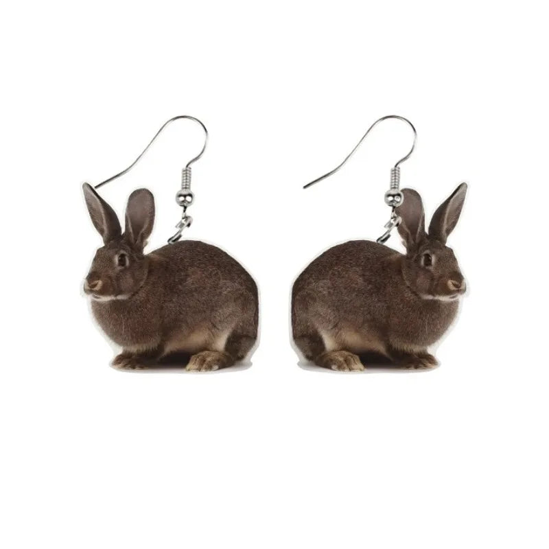 Boucles d'oreilles pendantes en acrylique pour femme, cadeau de Pâques, motif lapin mignon, bijoux intéressants pour festival et fête