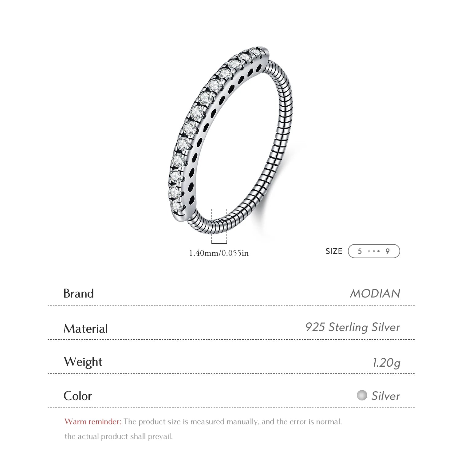 MODIAN 925 Sterling Silver Vintage Stacking Rings Sparkling Round CZ Finger Rings For Women Fine Jewelry Accessories