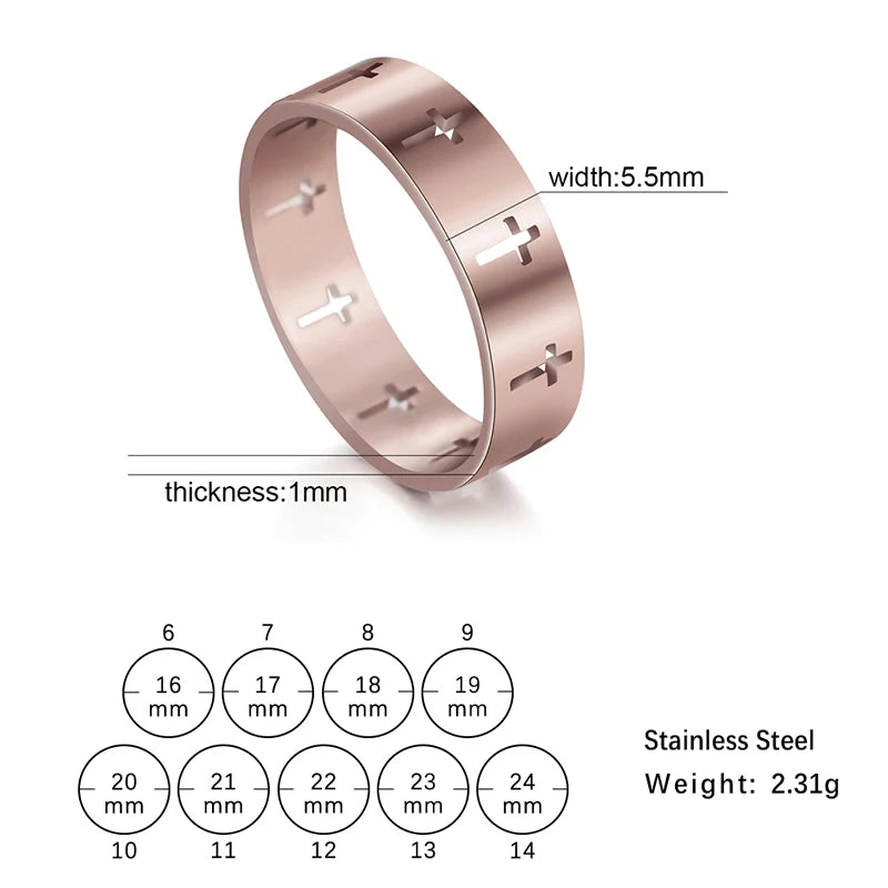 Dreamtimes Hollow Cross Men's Ring Supernatural Jesus Stainless Steel Engagement Couple Rings For Women Jewelry Anniversary