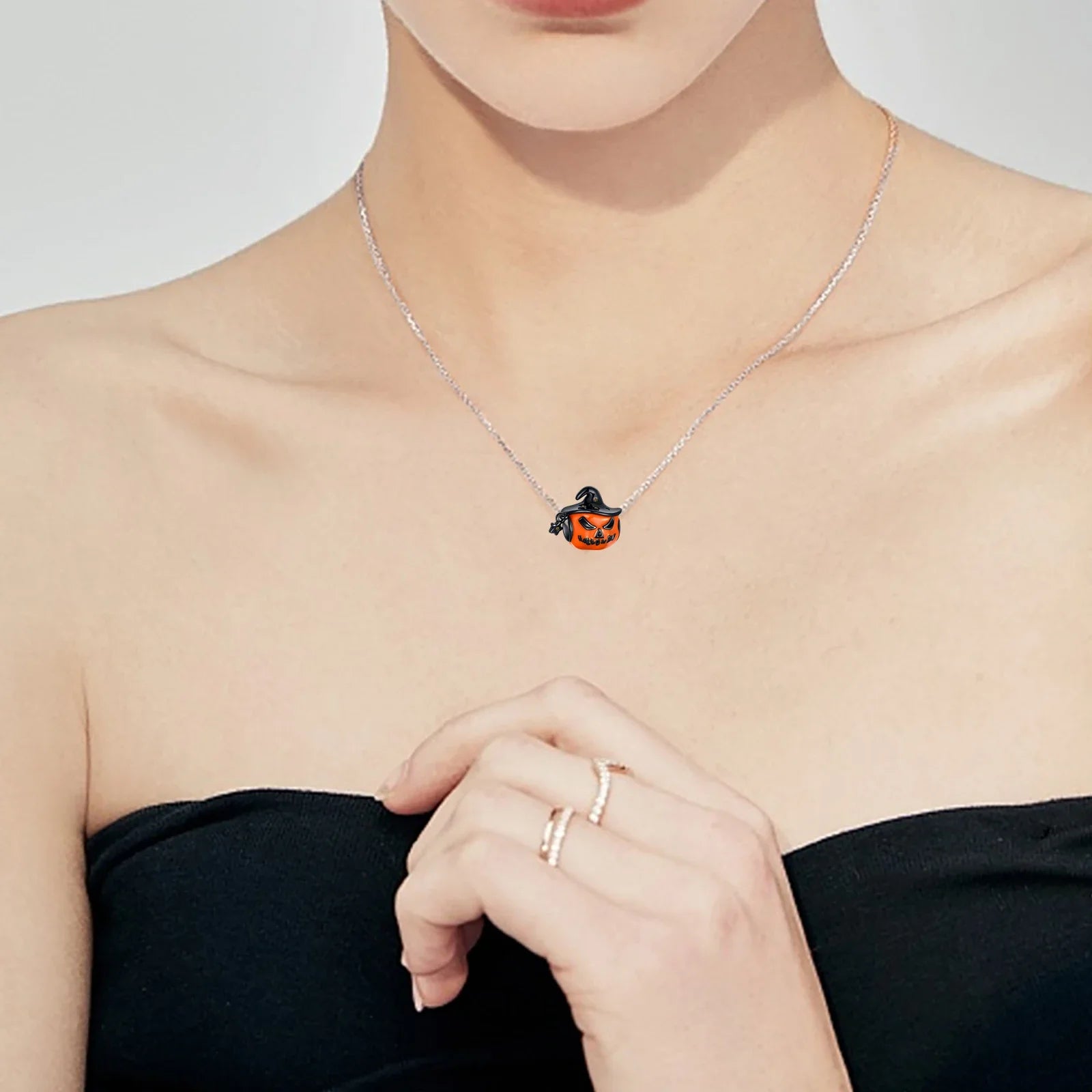 Halloween Charms 925 Sterling Silver Black Skull Bat Pumpkin Pendant Fit Original Bracelet Charm Beads Necklace DIY Fine Jewelry