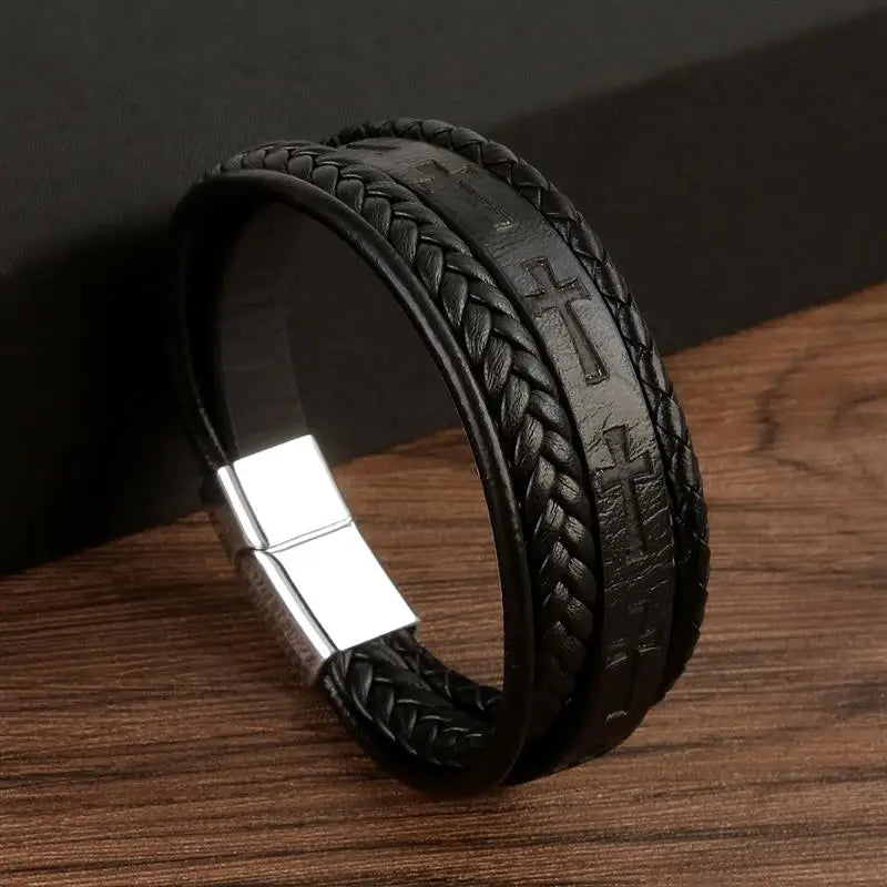 Fashionable Leather Bracelet For Men Vintage Handwoven Hip-Hop Punk Bracelets Hand Jewelry Gifts Dropshipping Wholesale