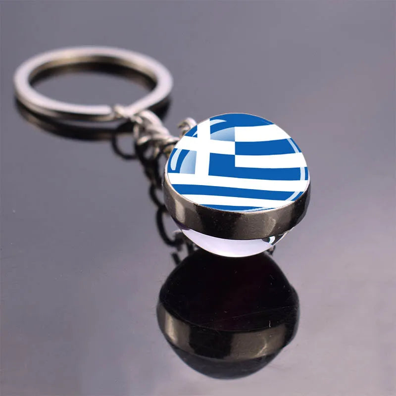Europe Countries Flag Glass Ball Keychain Russia France Spain UK Italy Poland Ukraine Flag Keyring Travel Gift