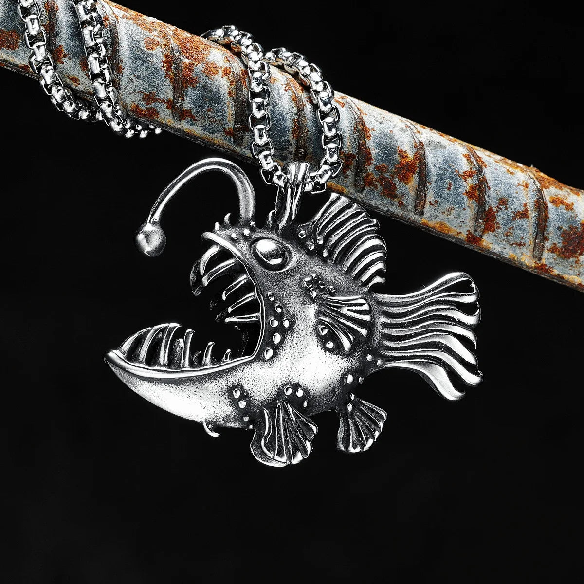 Pendentifs de pêcheur en haute mer en acier inoxydable 316L pour hommes, colliers Piranha, chaîne Rap Punk Rock, bijoux de fête, cadeau spécial, livraison directe