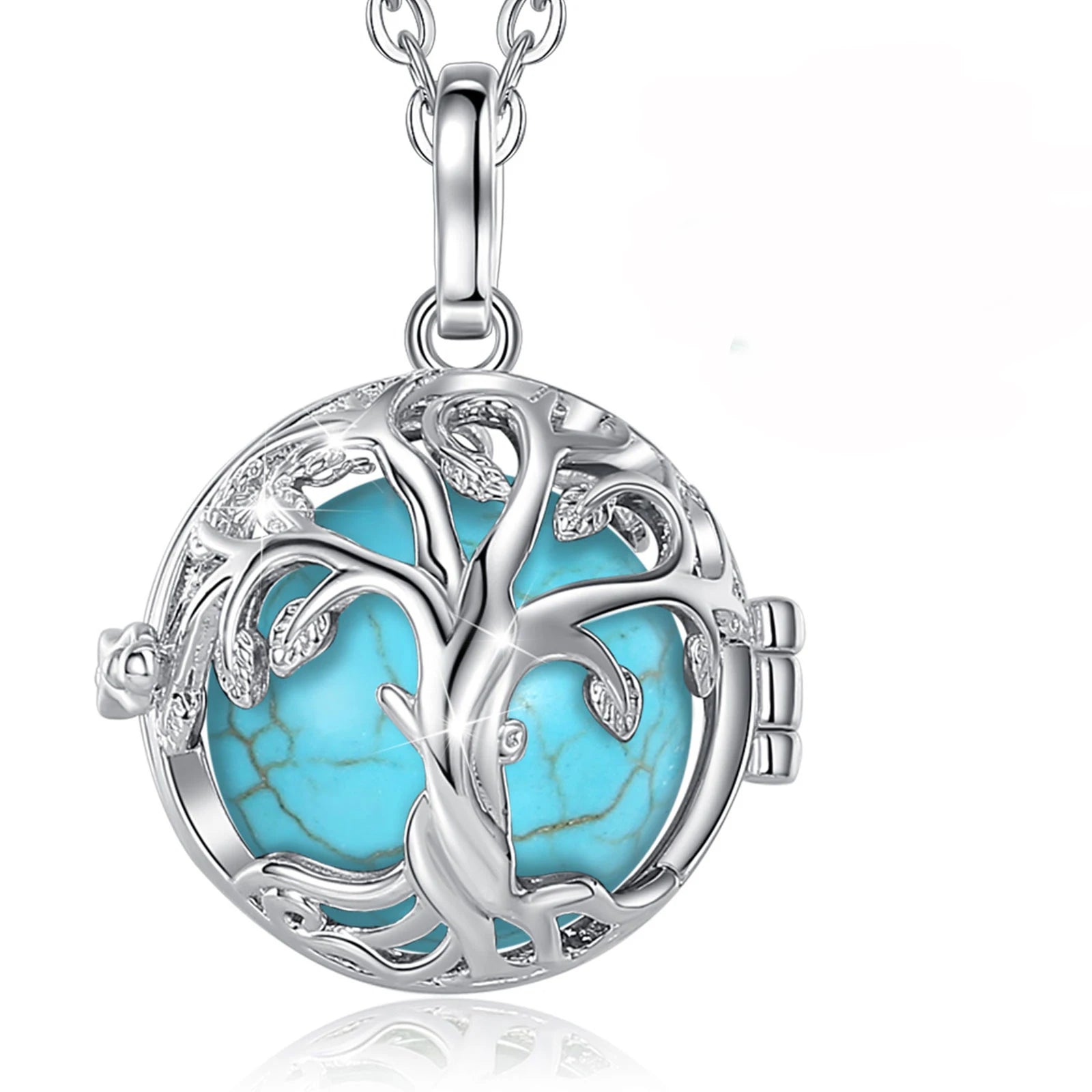 Eudora Tree of Life Cage Amethyst Necklace Energy Healing Crystal Stone Obsidian Lapis Pendant Spiritual Jewelry Meditation Gift