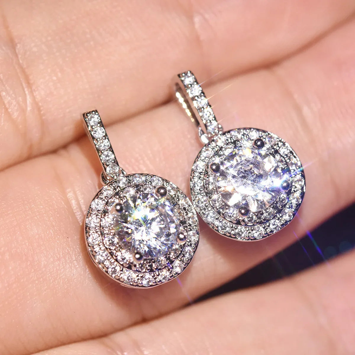 Luxury Female Earrings 925 Sterling Silver Princess Square Micro Pave Zircon Earrings for Women Jewelry Wholesale Pendientes