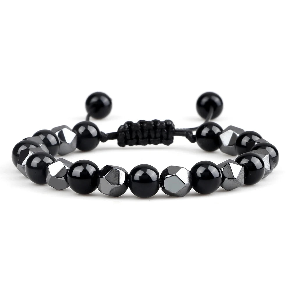 Herren-Armband mit unregelmäßigen Hämatitperlen, Damen-Armband mit 4, 6 oder 8 mm großen, natürlichen Lava-Tigeraugenperlen, modischer Freundschaftsschmuck