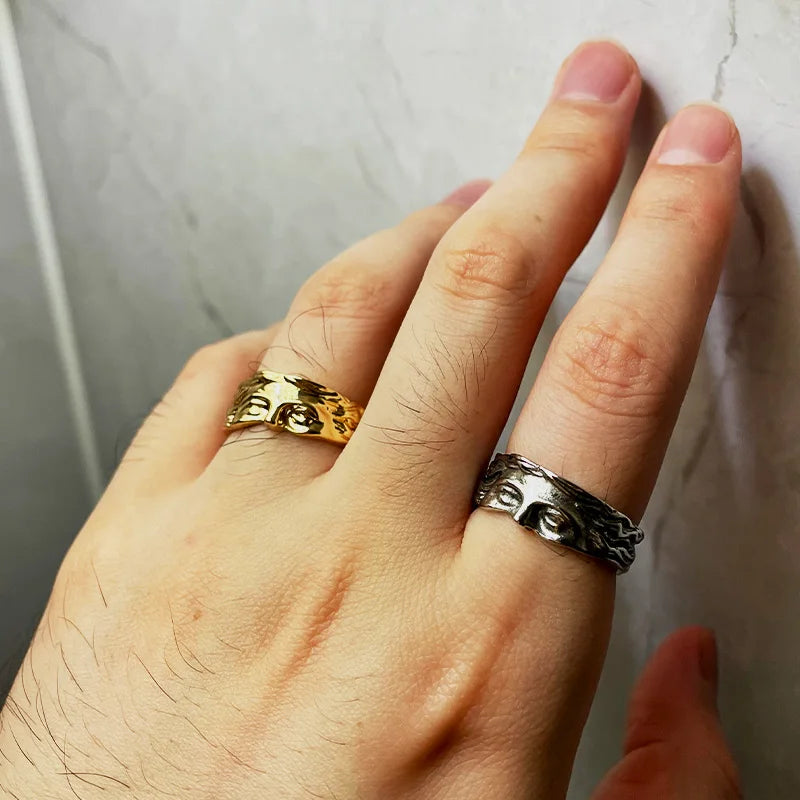 Bague rétro demi-visage Vénus pour hommes et femmes, mythologie grecque, vintage, punk, gothique, art, anneau ouvert, accessoires unisexes, bijoux de créateur