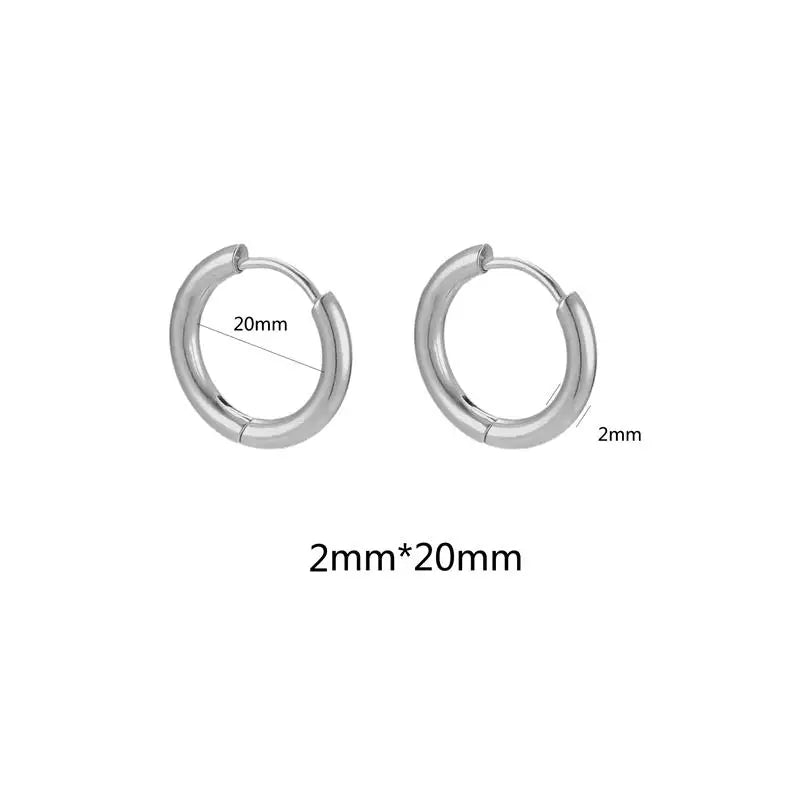 10pcs Stainless Steel Small Hoops Earring Piercing Ear Cartilage 8-20mm Women Men Stainles Steel Round Circle Pendientes