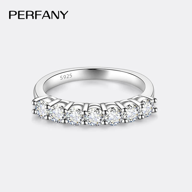 PERFANY 3mm Moissanite Ring For Women S925 Pure Silver Eternal Diamond Stackable Ring Wedding Fashion Jewelry
